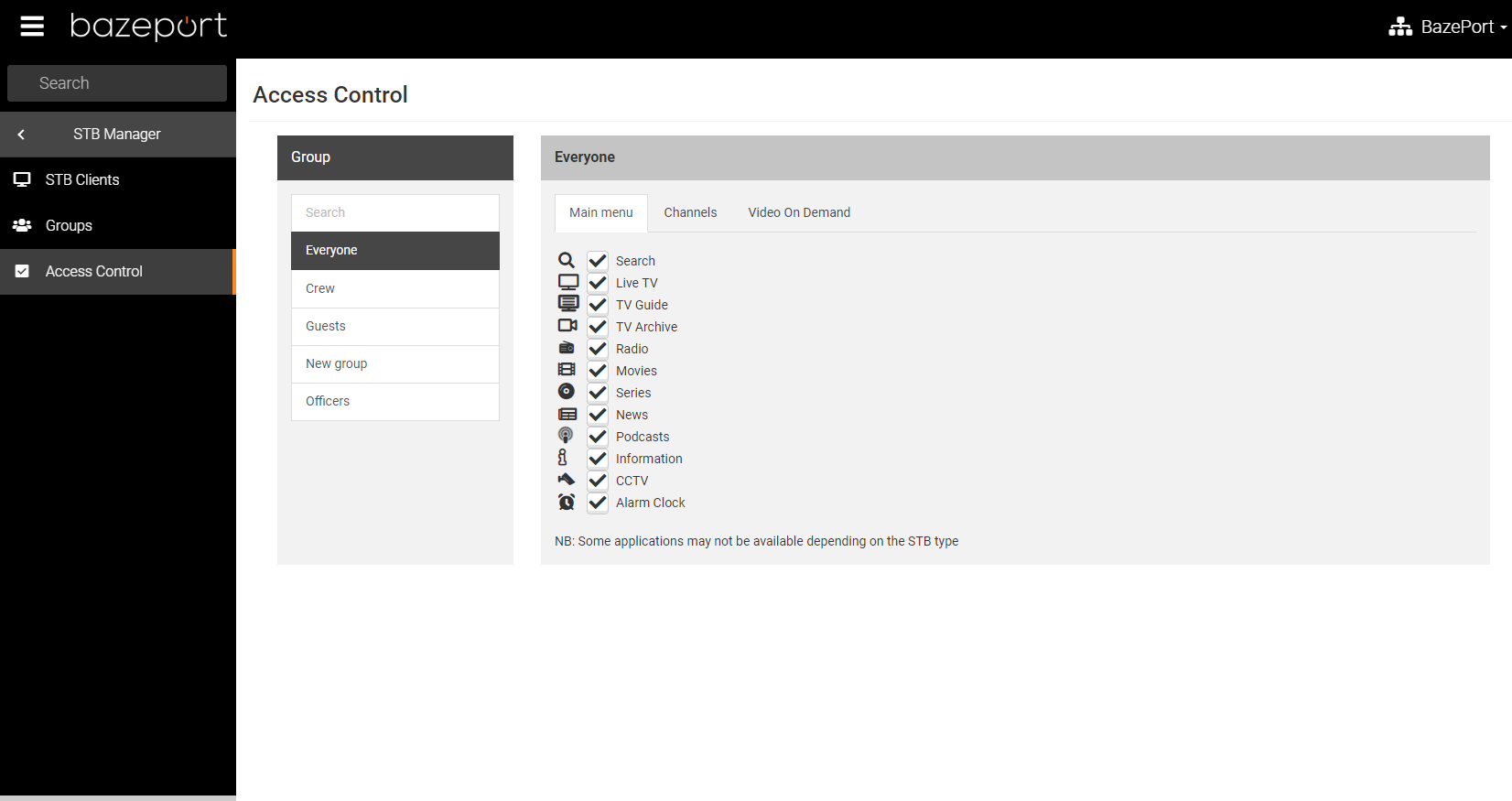 Access control in BazePort