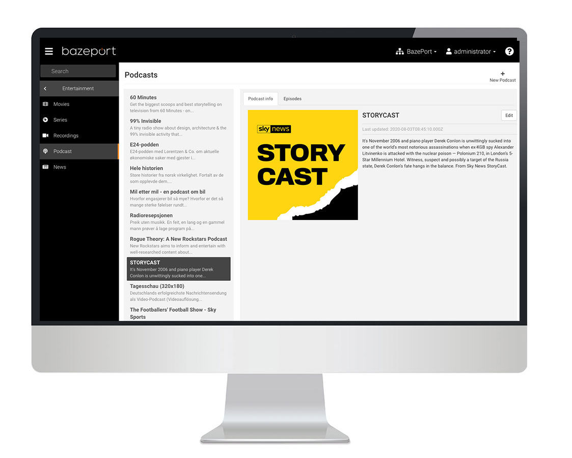 Uploaded podcasts in BazePort